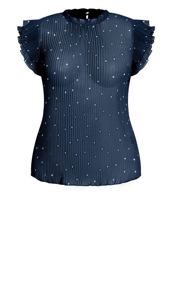 Pleated Spot Top - navy, BLUE, alternate image number 4