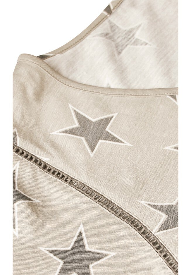 Flutter Sleeve Print Top, STAR GREY, alternate image number null