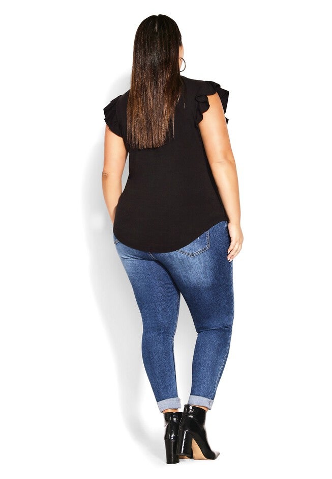 Leisure Frill Top - black, BLACK, alternate image number null