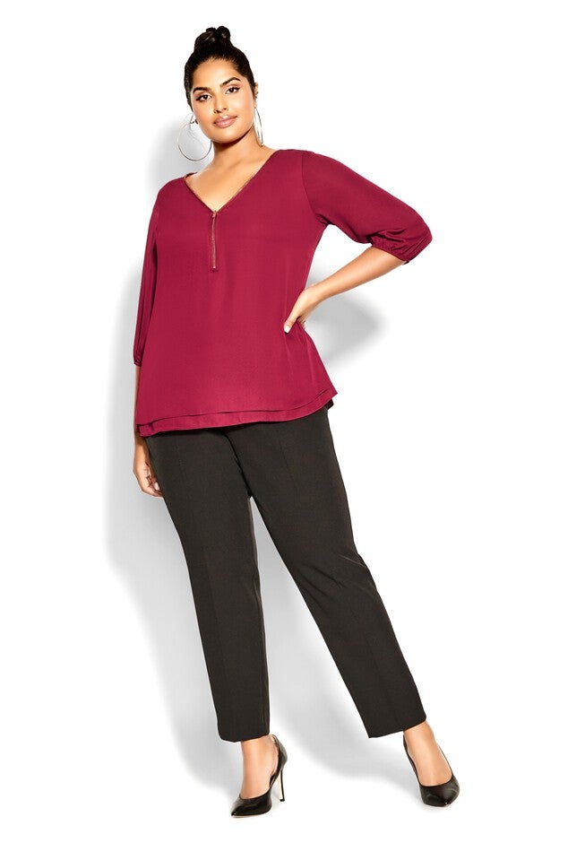 Sexy Fling Elbow Sleeve Top - sangria, RED, alternate image number null