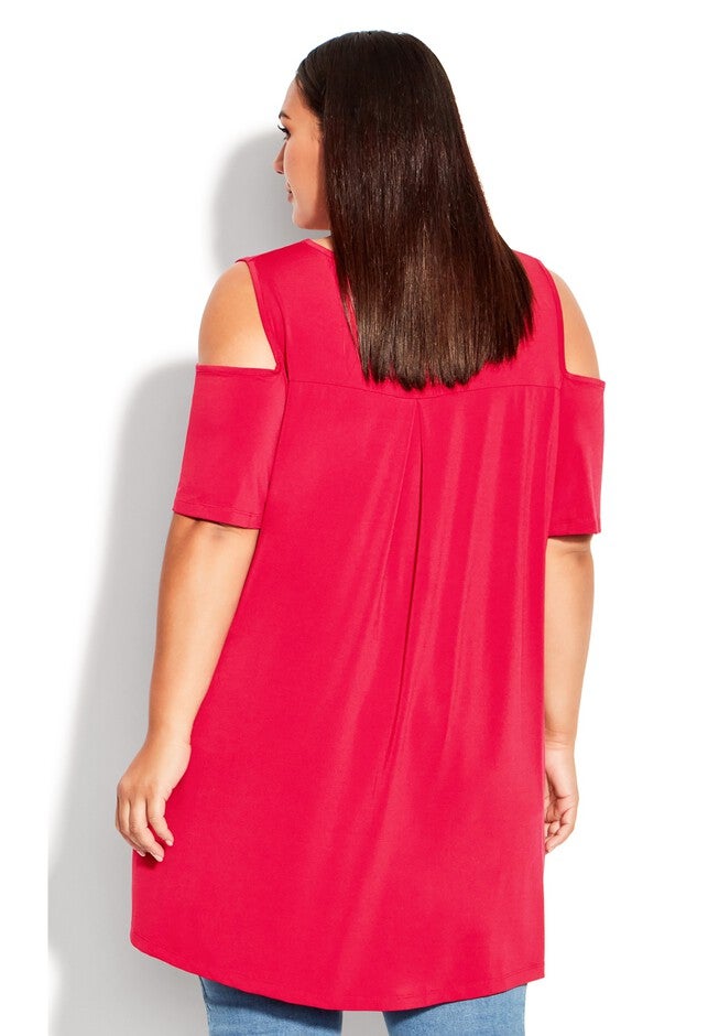 Claire Cold Shoulder Tunic, PERSIAN RED, alternate image number null