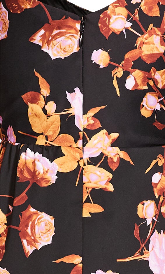 Vivid Floral Dress - black, BLACK, alternate image number null