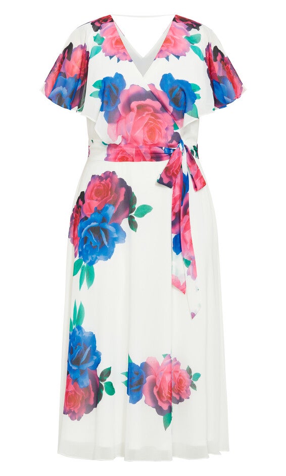 Tied Rose Maxi Dress - ivory, WHITE, alternate image number null