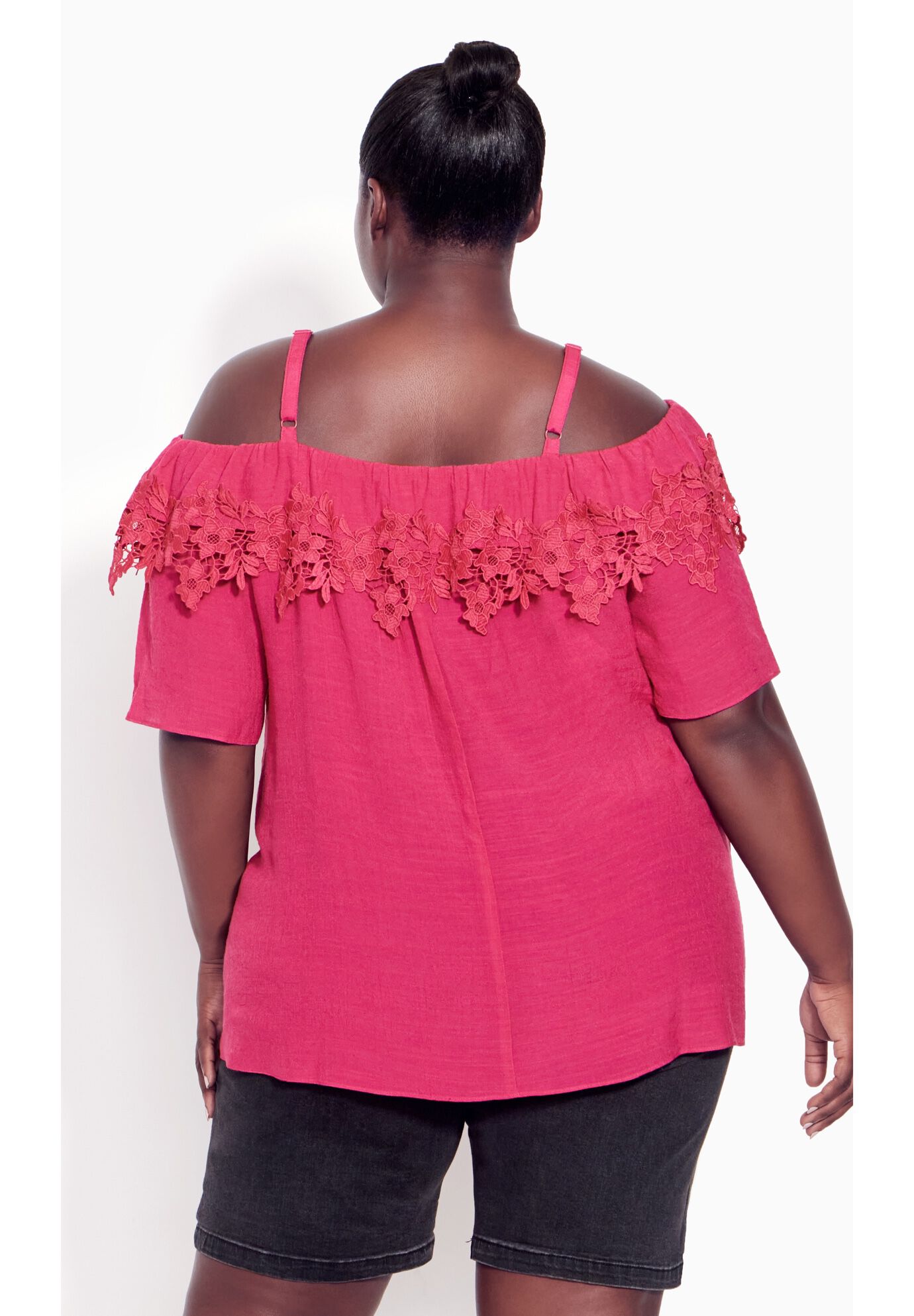 Evie Lace Top, BERRY, on-hover image number 1