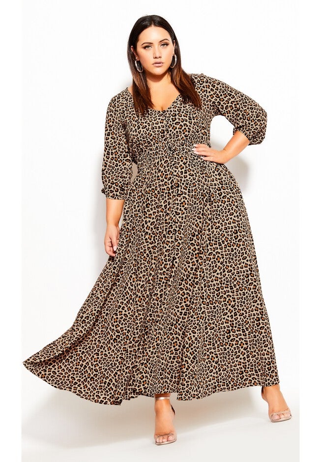 Cheetah Maxi Dress - sand, BROWN, alternate image number null