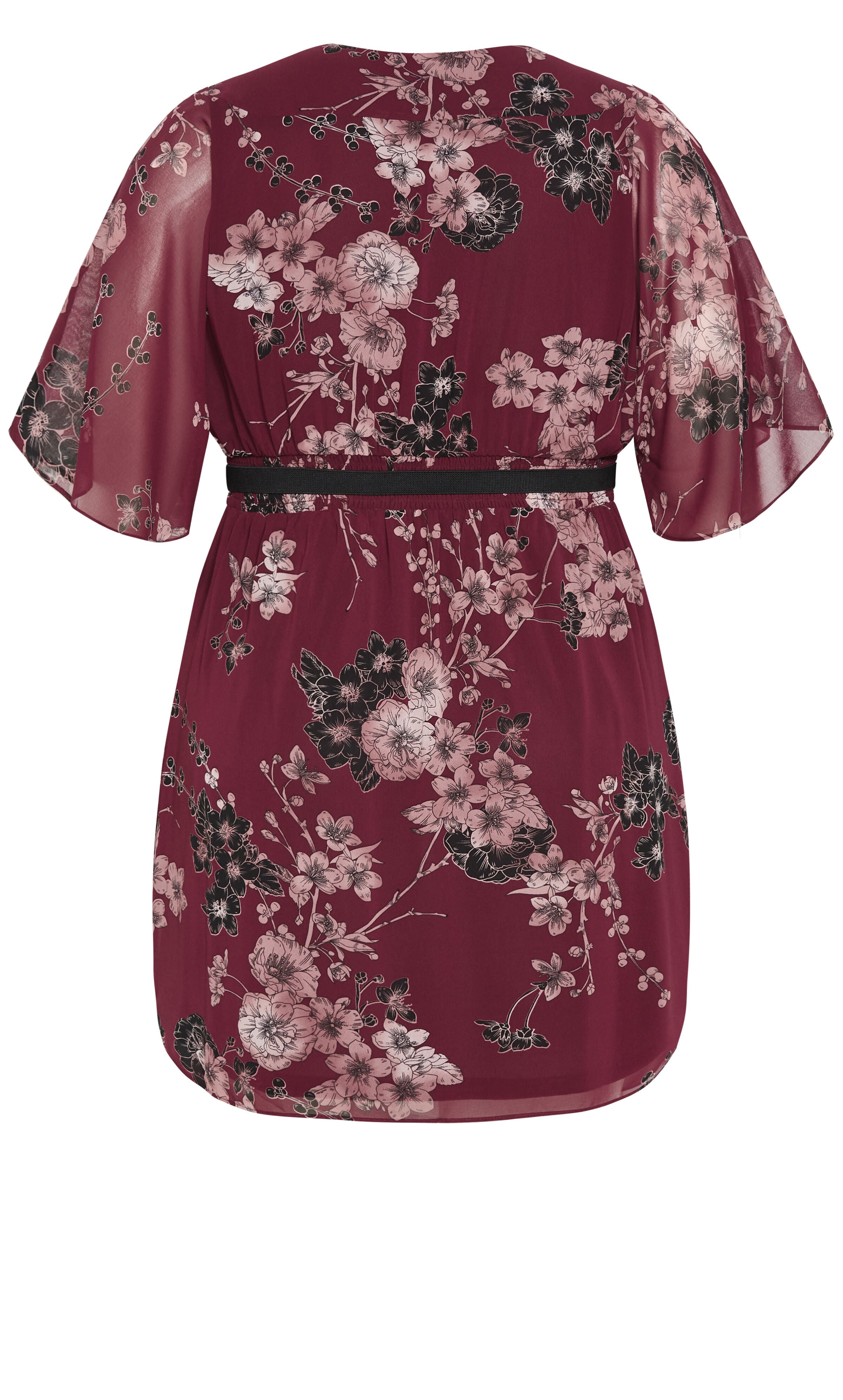 Bold Blossom Wrap Dress - ruby, RED, alternate image number 5