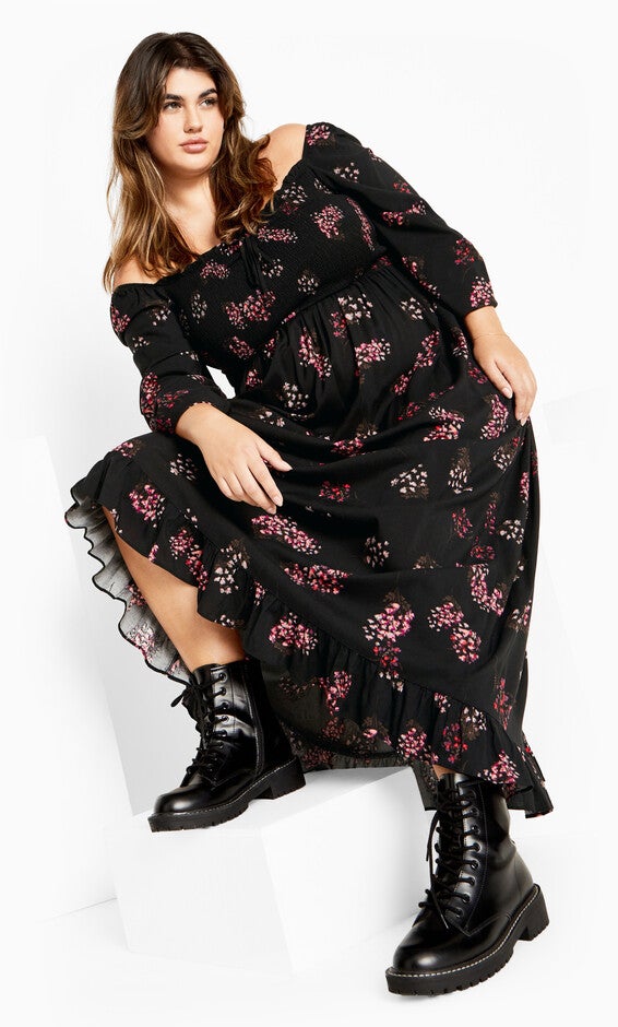 Cassie Floral Maxi Dress - black, CASSIE, hi-res image number 0