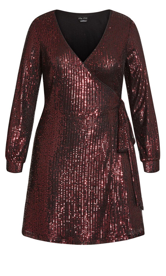 Party Glow Wrap Dress - ruby, RED, alternate image number null