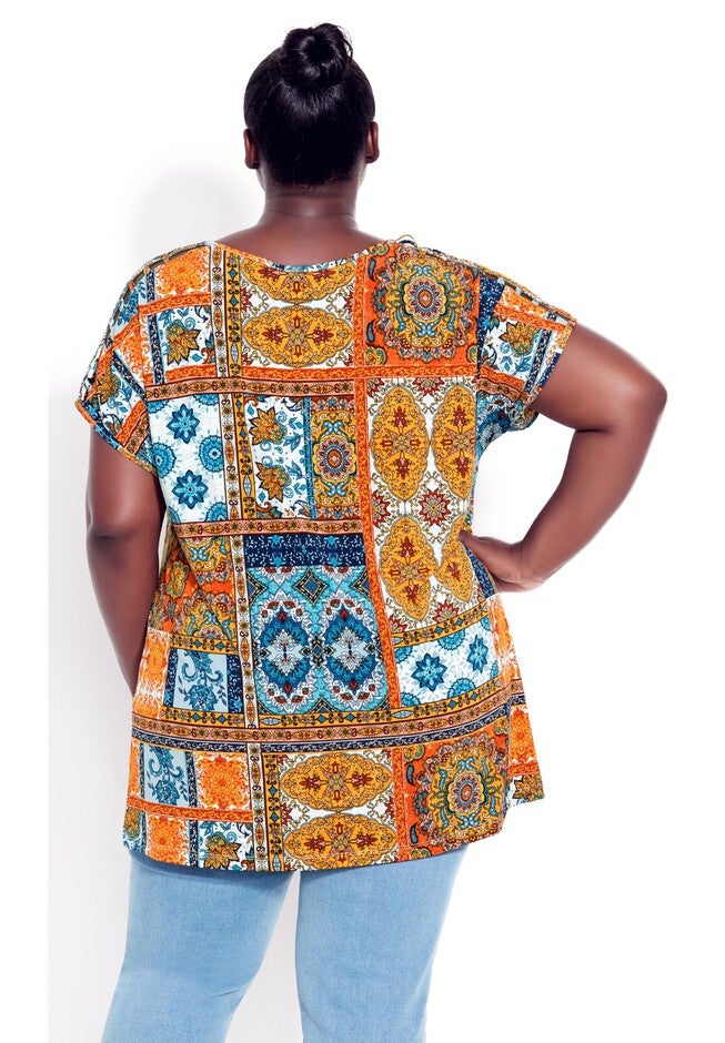 Phoebe Lattice Print Top, SPICE PATCH, on-hover image number null