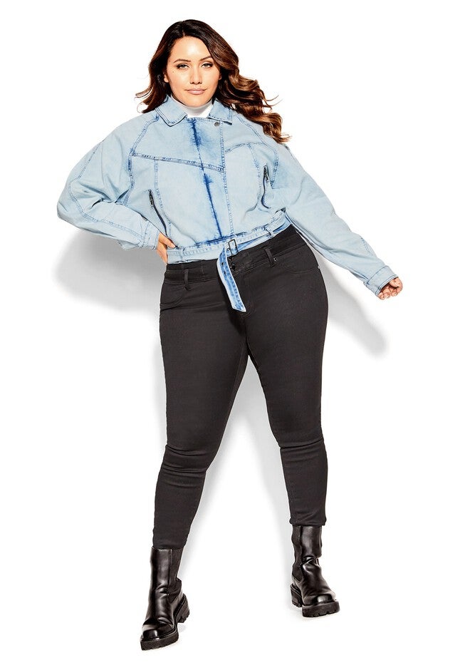 Retro Denim Jacket - light wash, BLUE, alternate image number 6