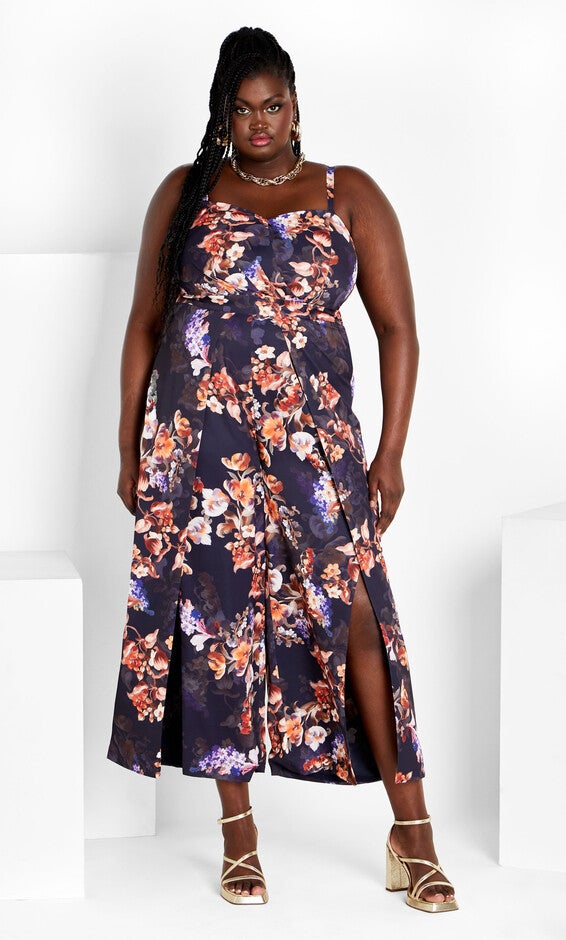 Abigail Print Jumpsuit - navy bouquet, BLUE, hi-res image number null