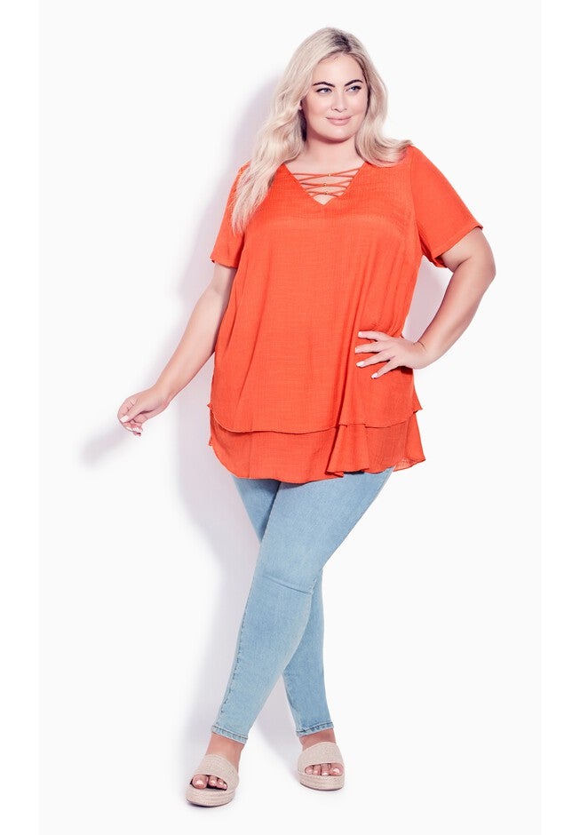 Marion Caged Tunic, TANGERINE, on-hover image number 1