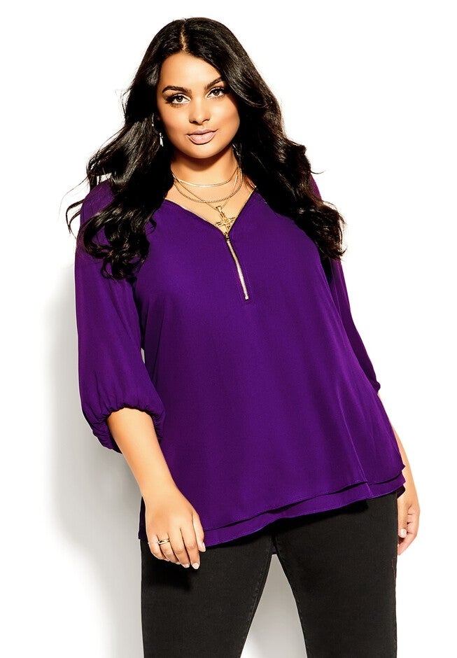 Sexy Fling Elbow Sleeve Top - petunia, PURPLE, hi-res image number null