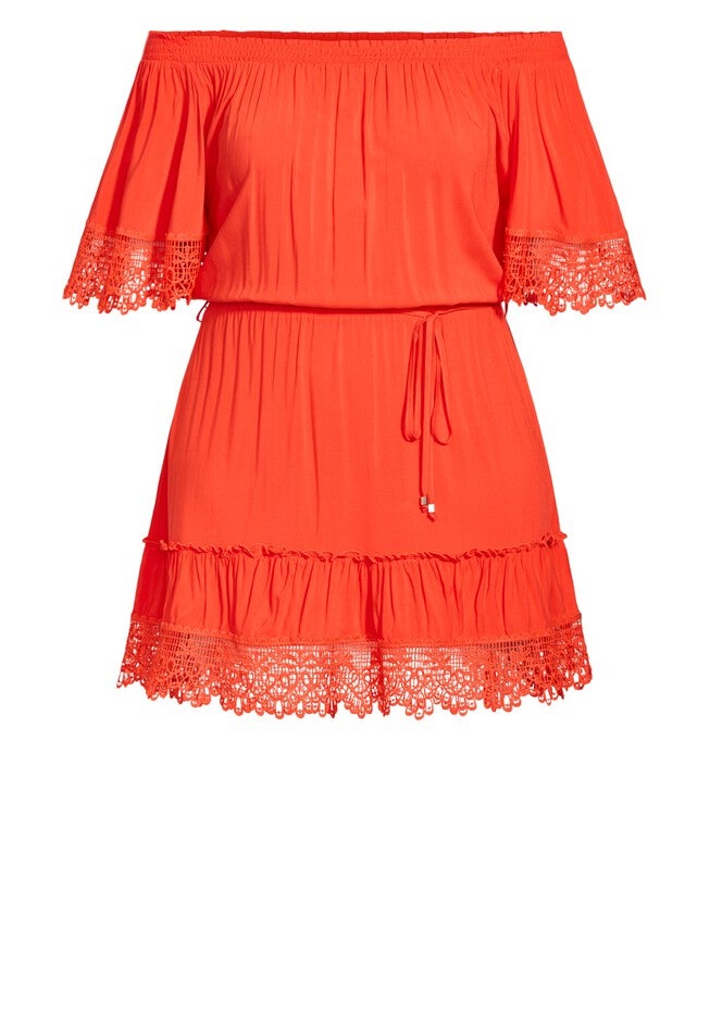 Crochet Detail Dress - papaya, ORANGE, alternate image number null