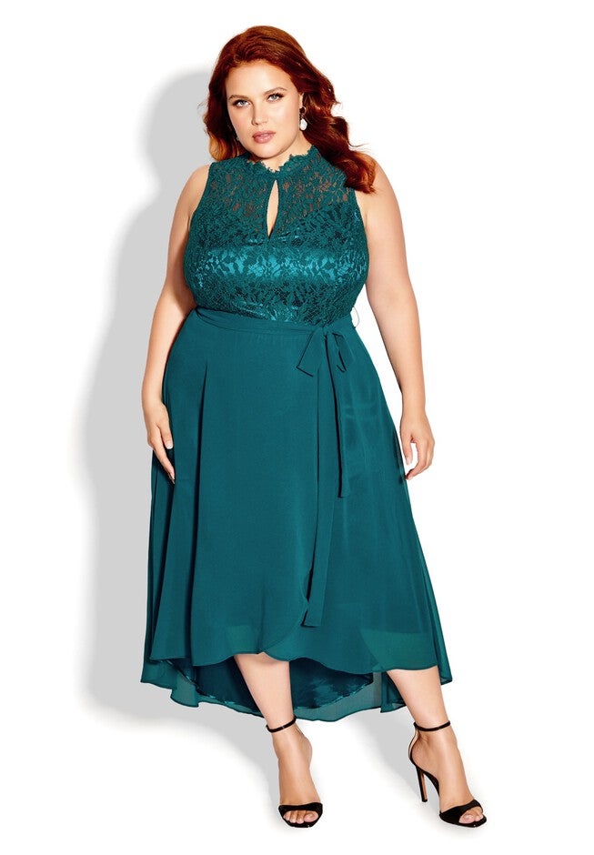 Hi Lo Lover Dress - teal, GREEN, on-hover image number 1