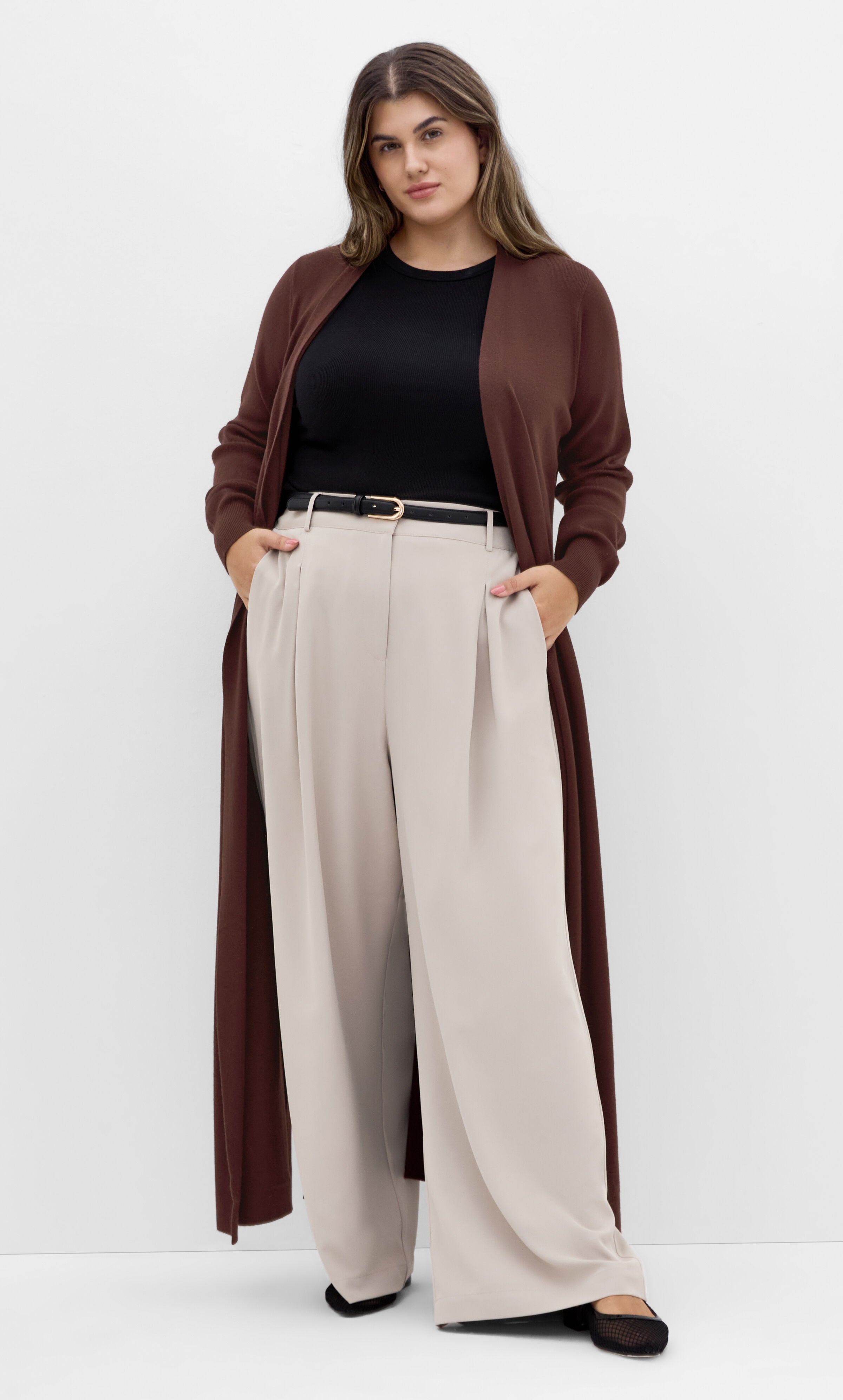 Goldie Longline Cardigan - cocoa, BROWN, alternate image number 1