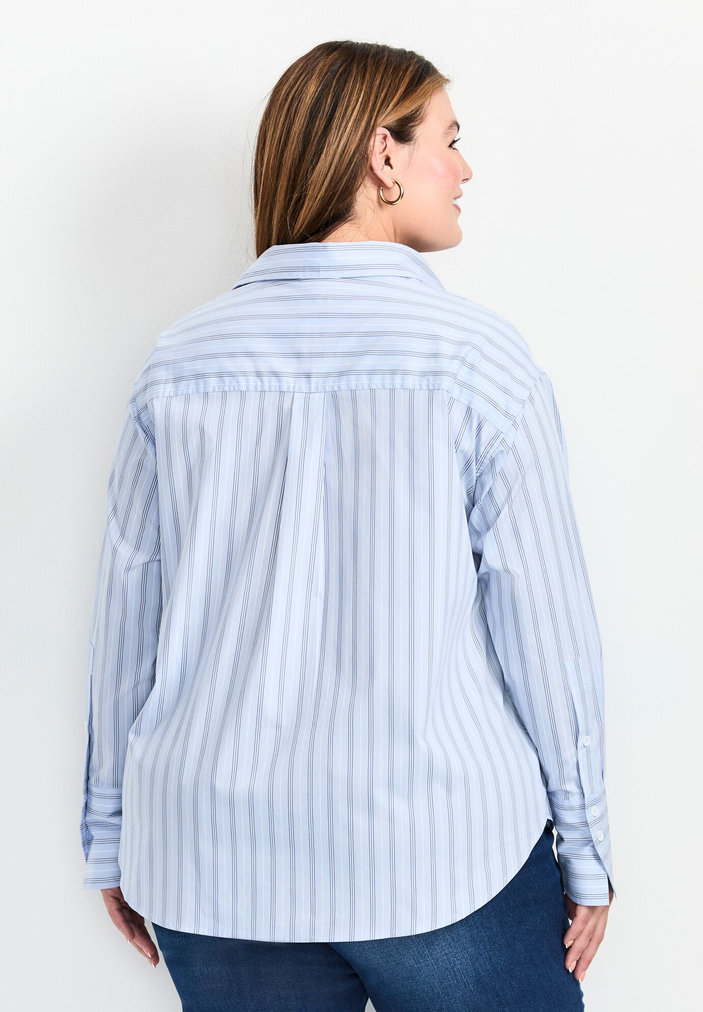 Classic Stripe Boyfriend Shirt, CHAMBRAY STRIPE, alternate image number 2