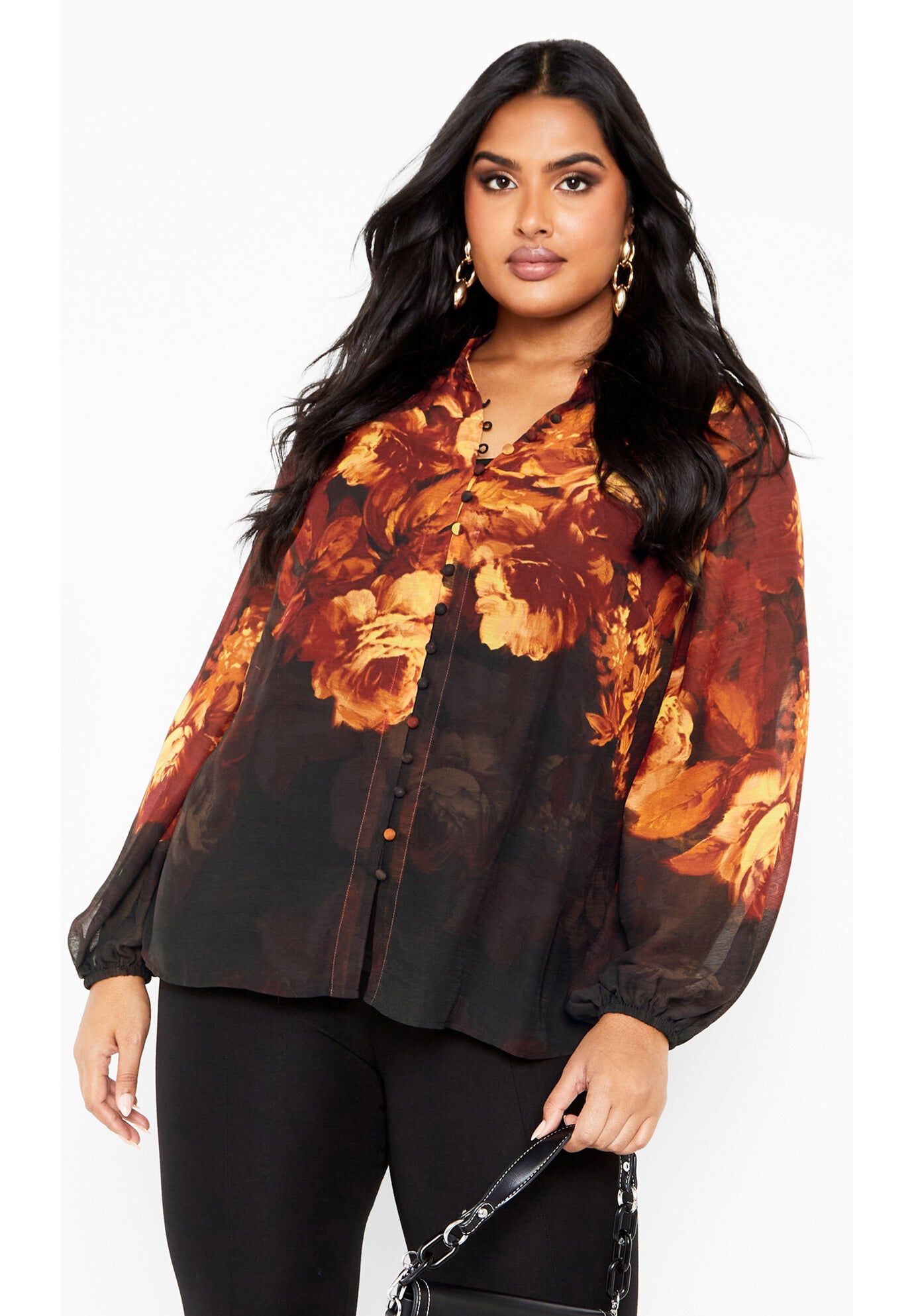 Iris Placement Shirt, BLACK BLOOM, hi-res image number 0