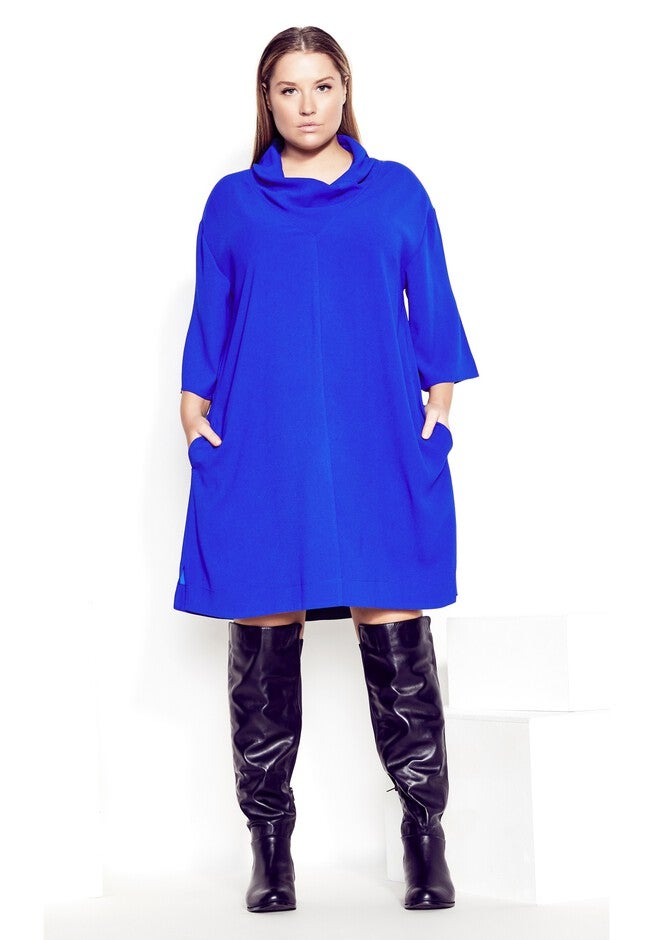 Refinity Cowl Dress - cobalt, BLUE, on-hover image number 1