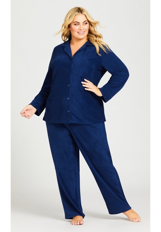 Button Fleece Top, NAVY, alternate image number 2