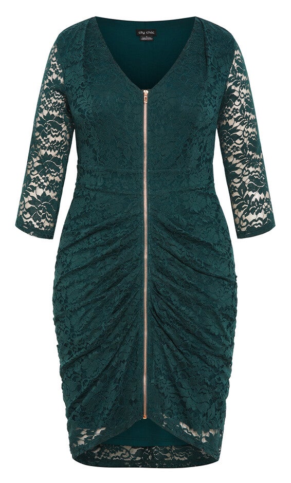 Lacey Zip Dress - emerald, EMERALD, alternate image number 3