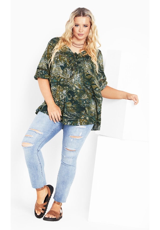 Carmel Pintuck Print Tunic, PAISLEY CHARM, alternate image number null