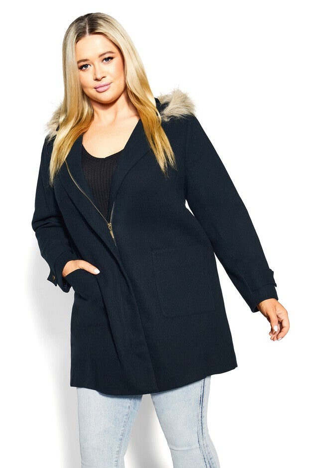 Voyager Faux Wool Coat, NAVY, hi-res image number 0