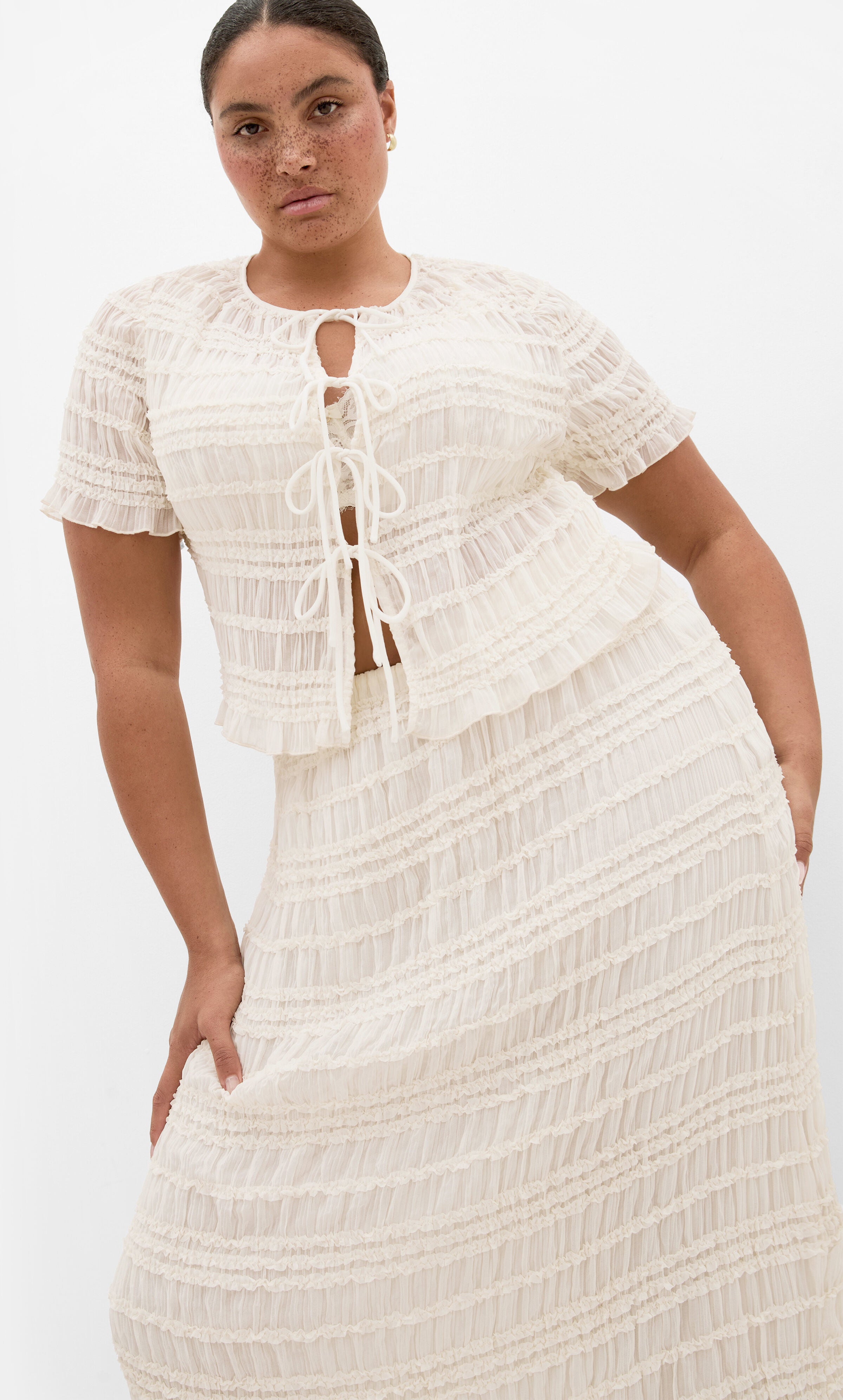 Emelia Shirred Top, BEIGE, hi-res image number 0
