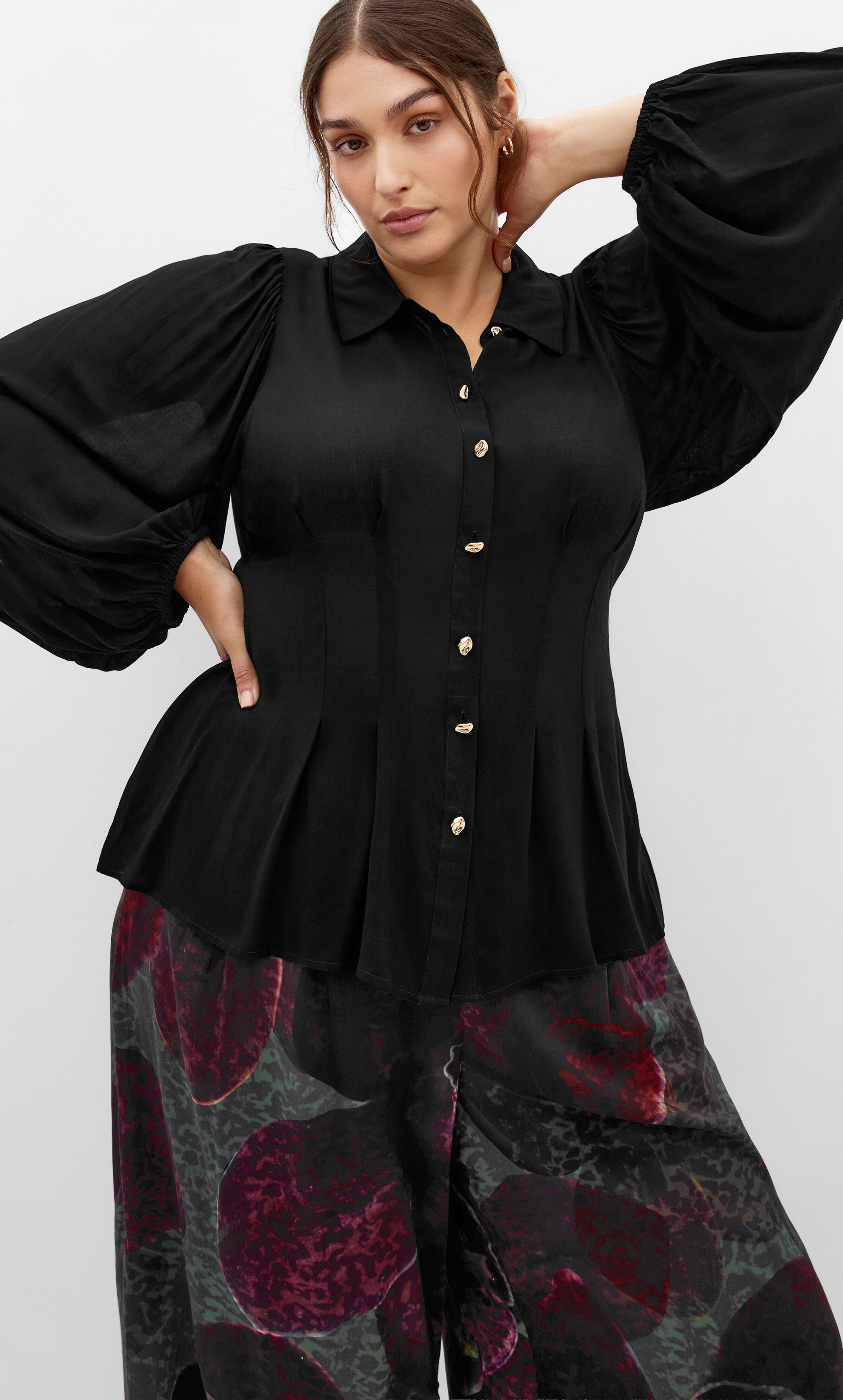 Piper Long Sleeve Shirt, BLACK, alternate image number 2