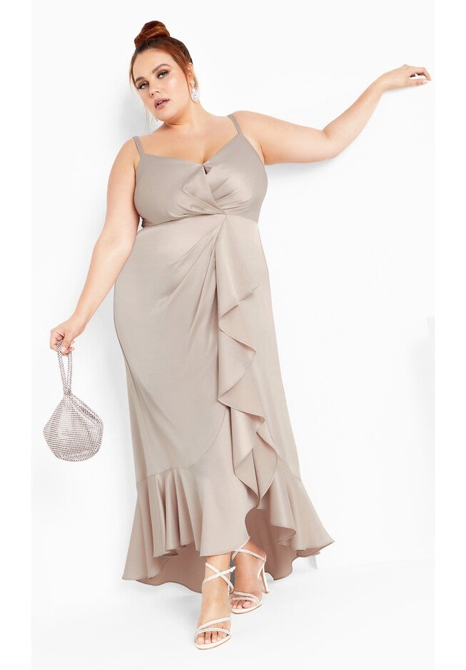 Bella Ruffle Maxi Dress - gardenia, GREY, hi-res image number 0