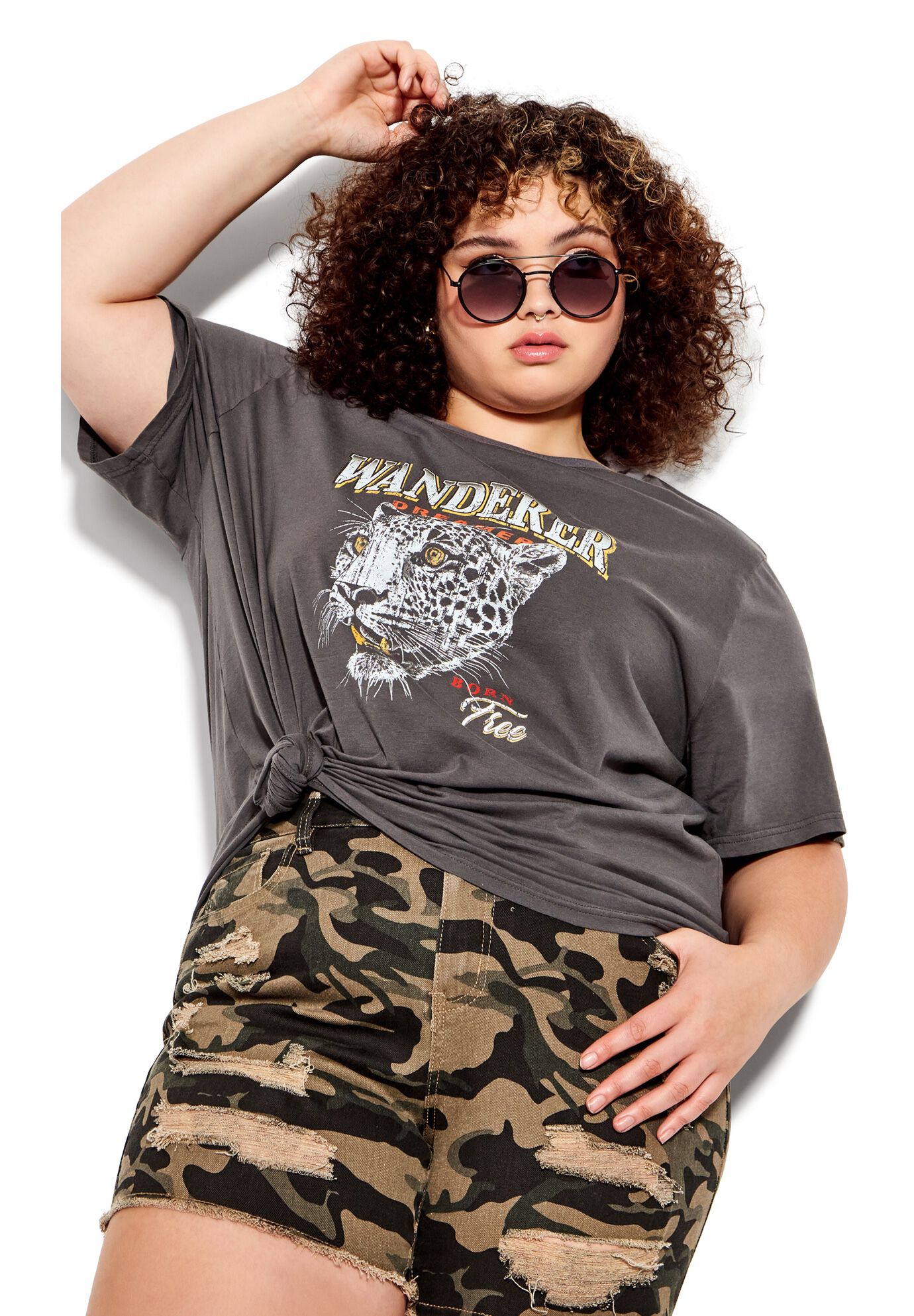 Kora Graphic Tee, CHARCOAL, alternate image number 5