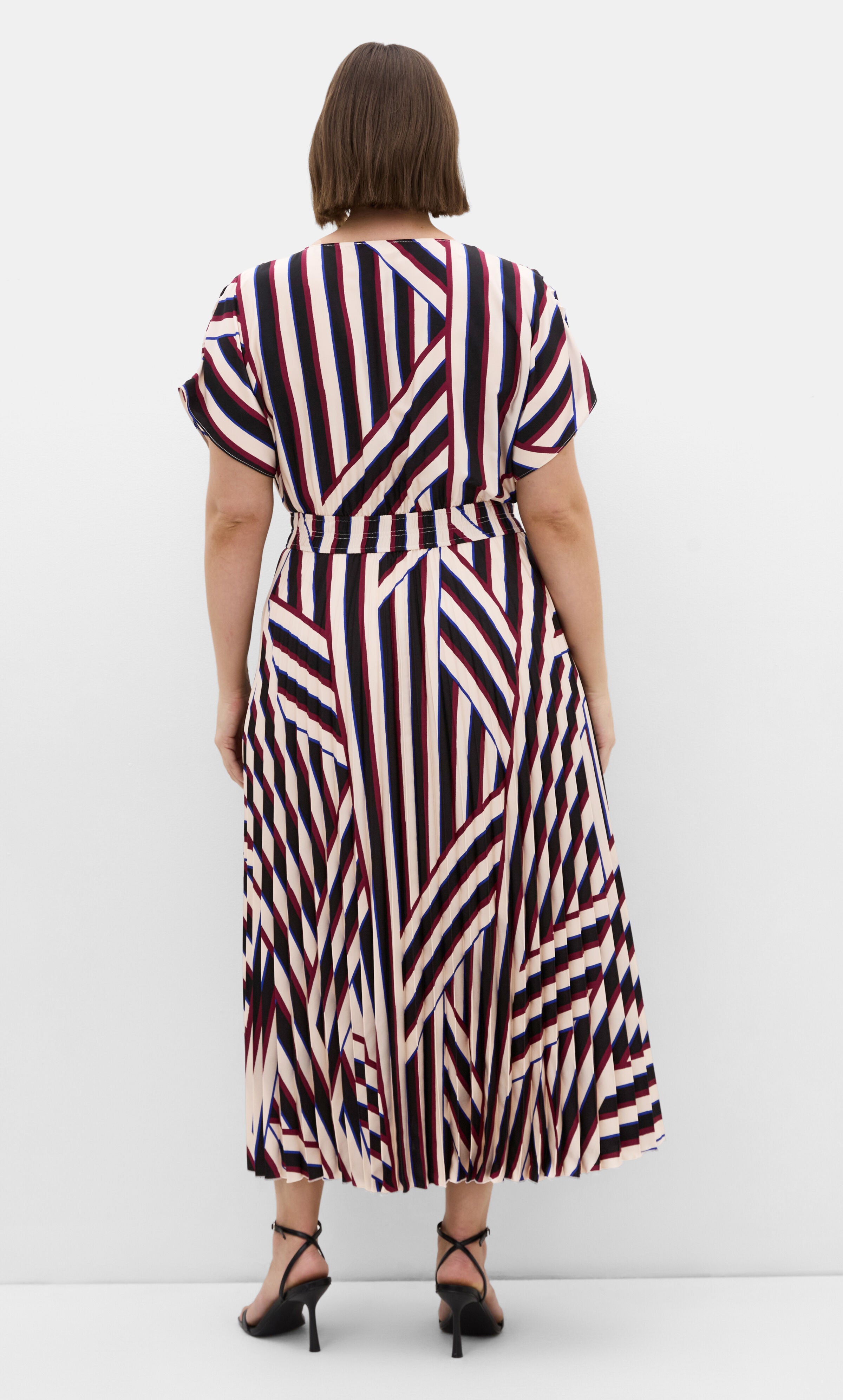 Eloisa Timeless Stripe Pleat Dress, BLACK, on-hover image number 1