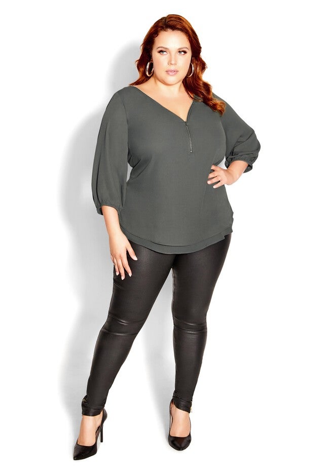Sexy Fling Elbow Sleeve Top - deep sage, GREEN, alternate image number null