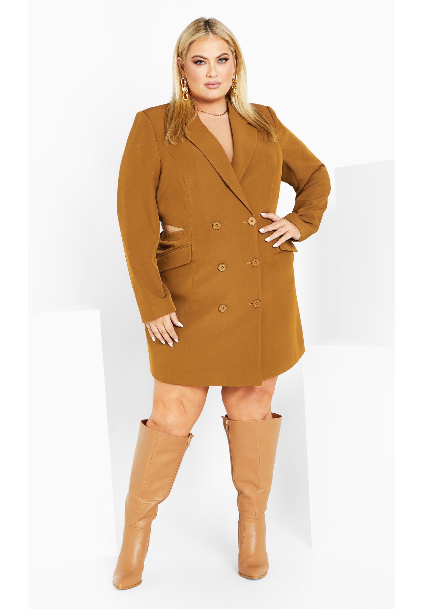 Tuxedo Twyla Dress - salted caramel, SALTED, on-hover image number 1