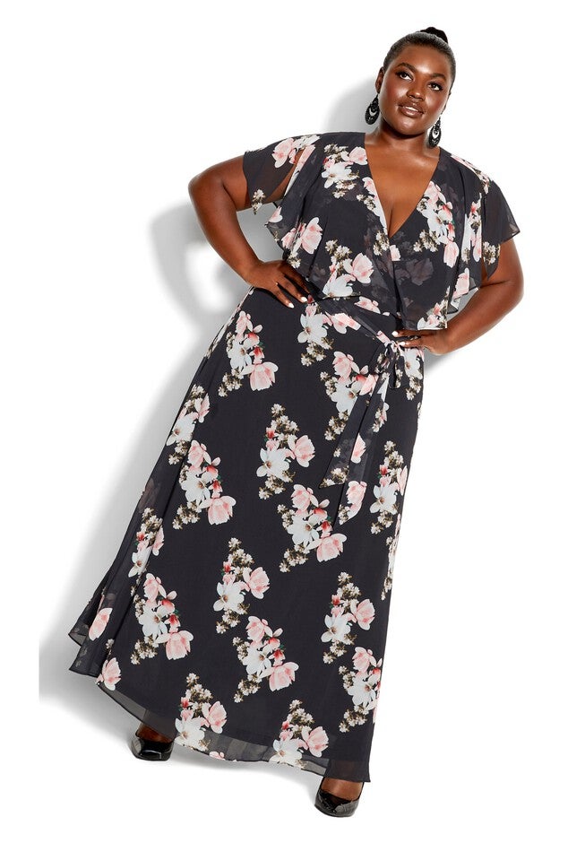 Sacred Lotus Maxi Dress - black, BLACK, hi-res image number null