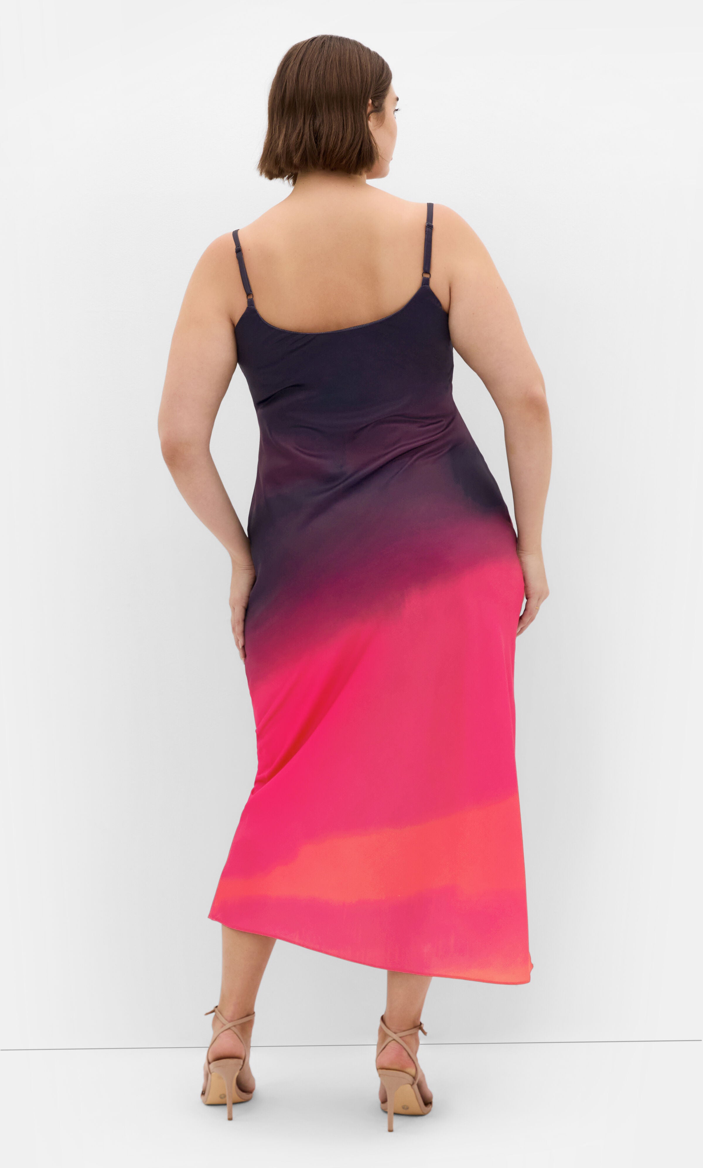 Ombre Cowl Dress - berry multi, ORANGE, alternate image number 1