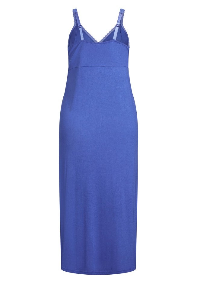 Lace Trim Maxi Sleep Dress, DAZZLING BLUE, alternate image number null