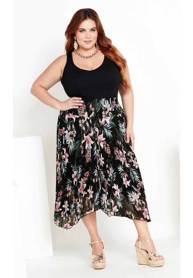 Natalie Print Skirt - black, BLACK, on-hover image number 1