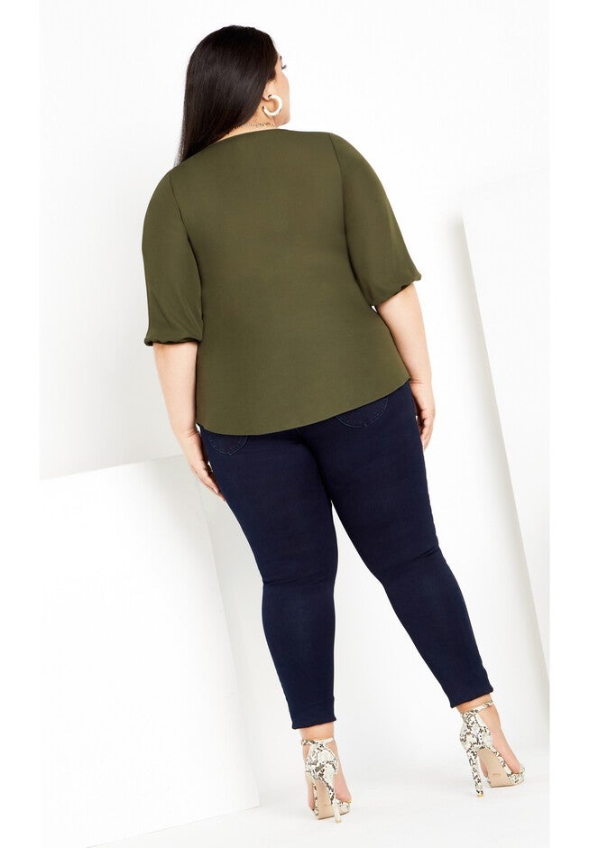 Sexy Fling Elbow Sleeve Top - jungle, GREEN, alternate image number null