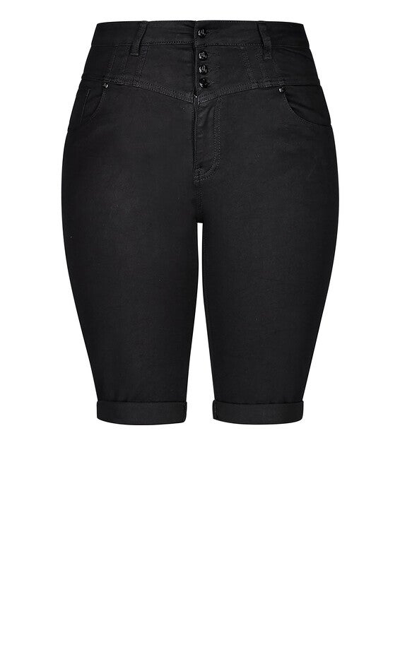 Knee Hi Waist Cuff Short - black, BLACK, alternate image number 2