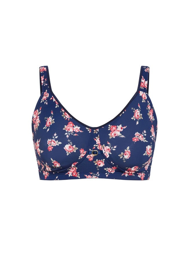 Soft Caress Print Bra, NAVY FLORAL, alternate image number null
