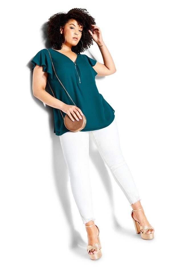 Zip Fling Top - teal, GREEN, alternate image number null