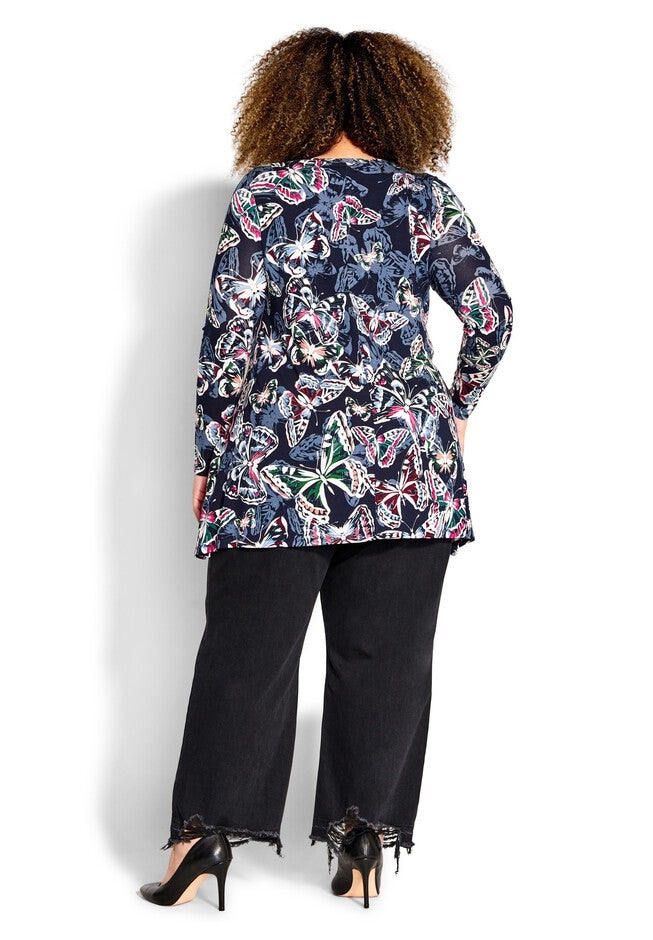 Casey Smock Print Tunic, NAVY FLUTTER, on-hover image number 1