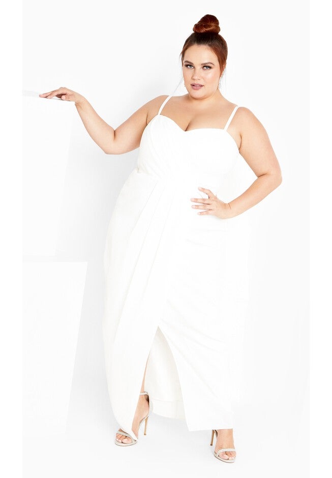 Sweet Drape Maxi Dress - ivory, WHITE, on-hover image number 1