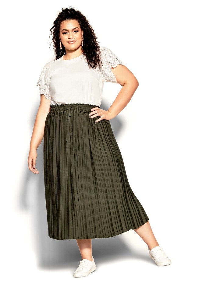 Pretty Pleat Skirt - fern, GREEN, hi-res image number 0