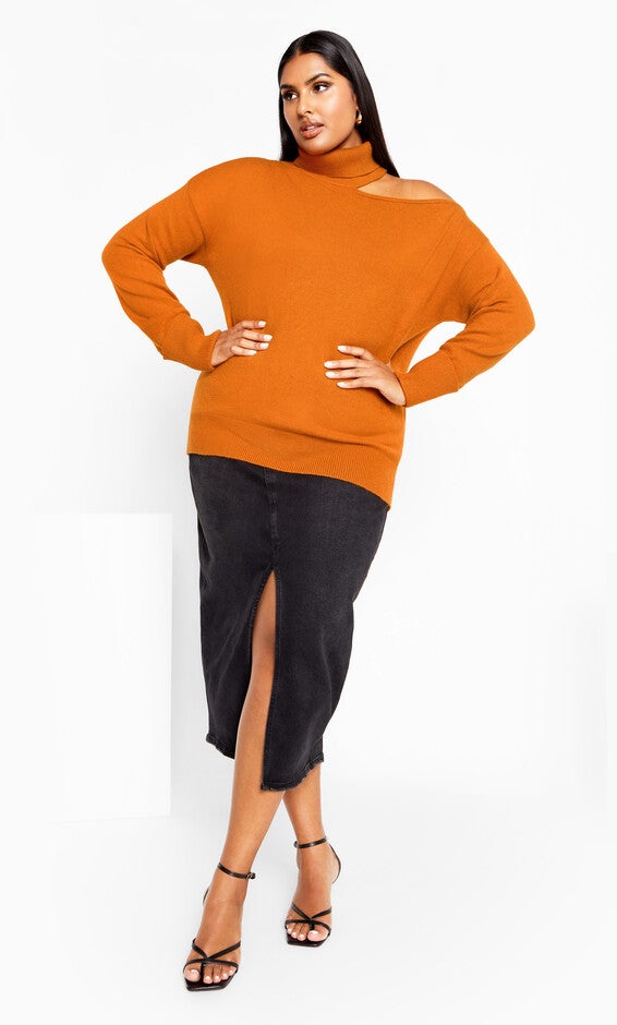 Cold Shoulder Jumper - honey ginger, BROWN, hi-res image number null