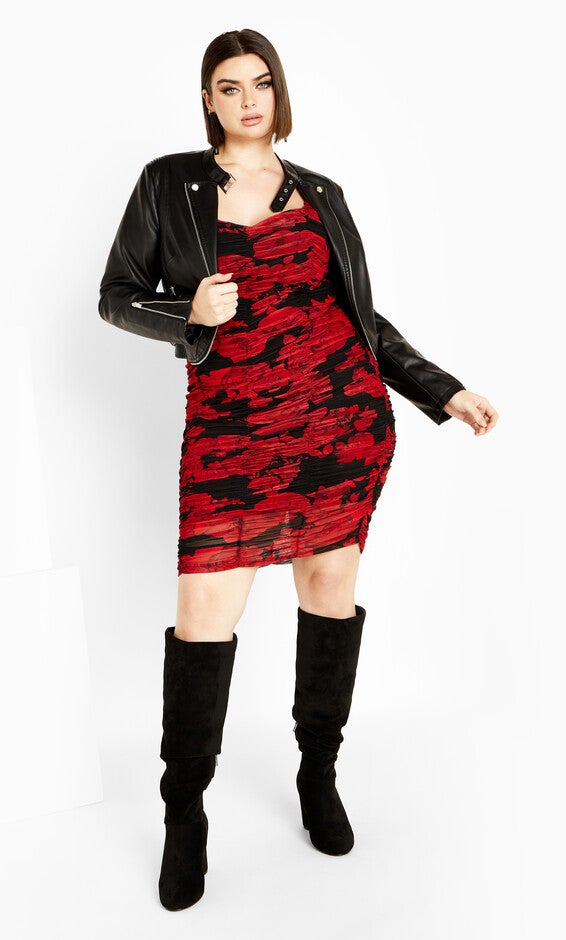 Alia Print Dress - black, ROSE PRINT, hi-res image number null