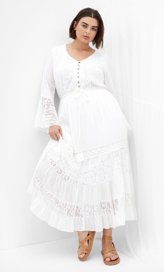 Tisha Lace Maxi Dress - ivory, WHITE, alternate image number null