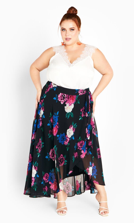 Michaela Print Skirt - black, BLACK, alternate image number 2