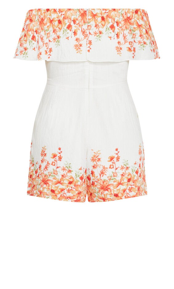 Poppy Print Playsuit - ivory, ORANGE, alternate image number null